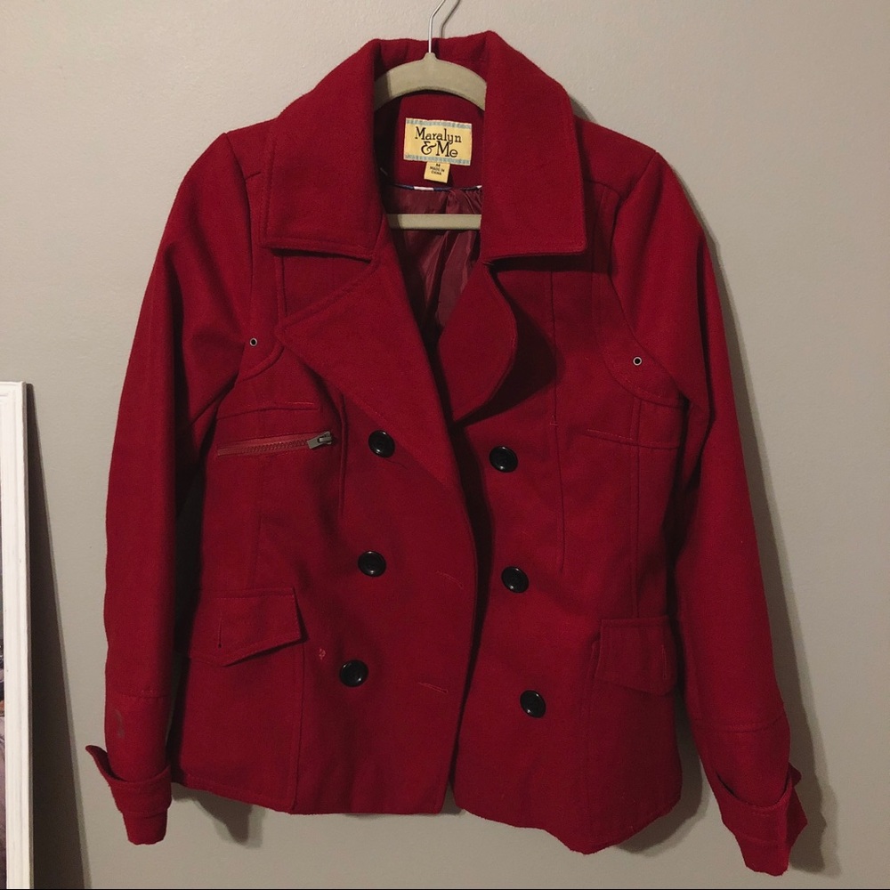 Red pea coat